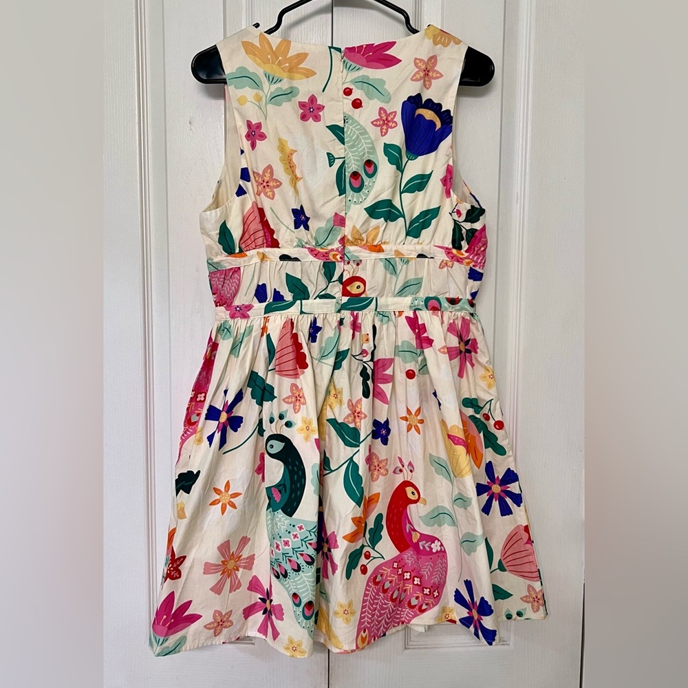 Sincerely Ours Ellie Poplin Floral Mini Dress - Pretty Peacock - Size Medium